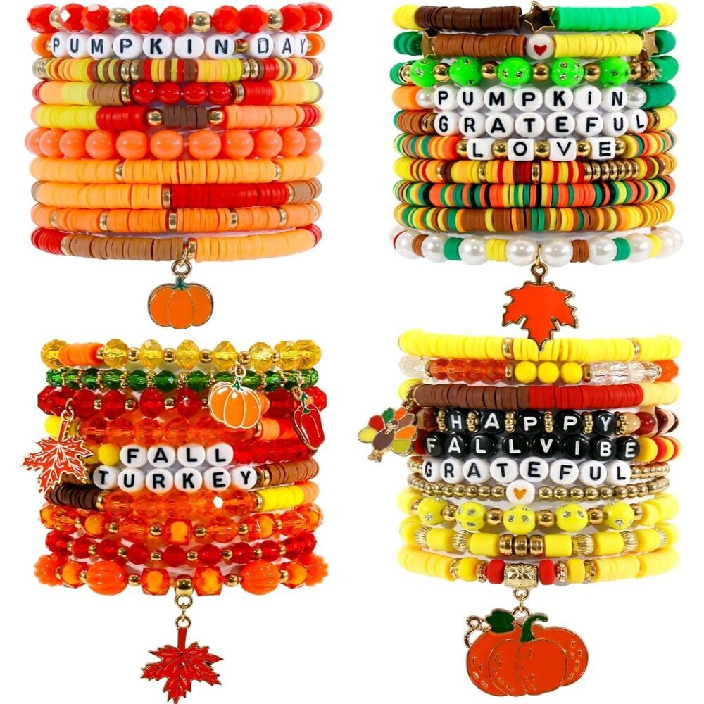 40Pcs Stackable Friendship Bracelets Set, Boho Stretch Bracelets for Women, Elas